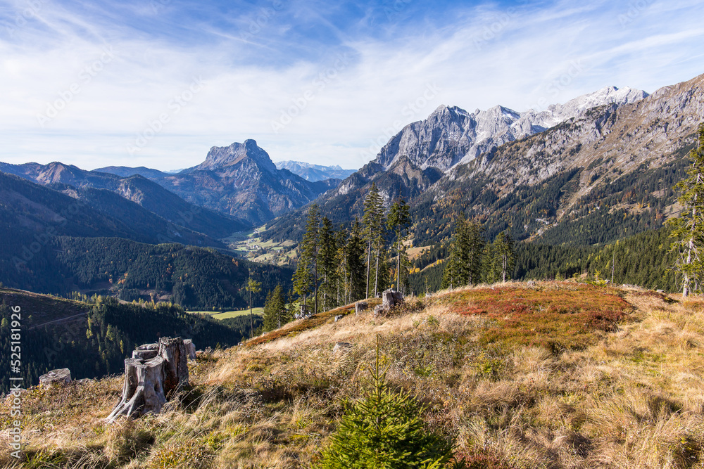 Beautiful mountain landscape and pure nature at the Gesäuse National Park in Austria