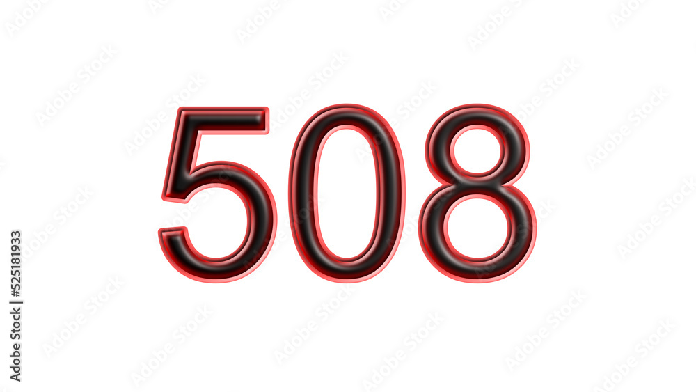 red 508 number 3d effect white background red 508 number 3d effect white background