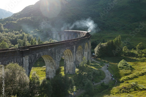 steam train on the bridge