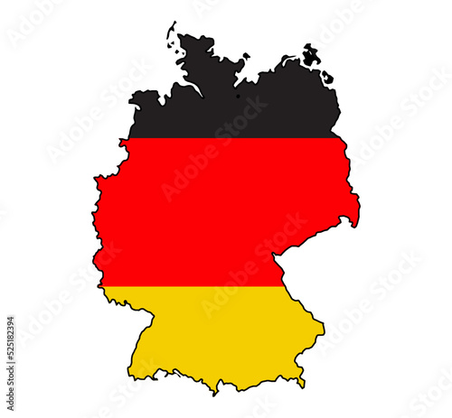 map of Germany slightly simpliefied with outline as silhouette 3d-illustration