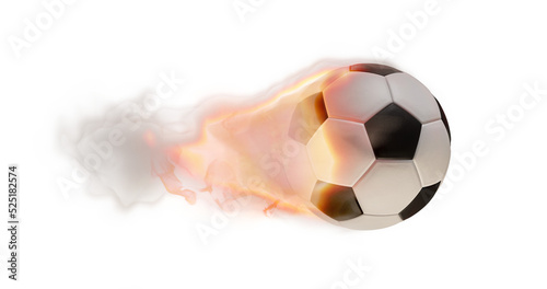 Fotografia soccer ball as fast concept with fire and flame and smoke 3d-illustration