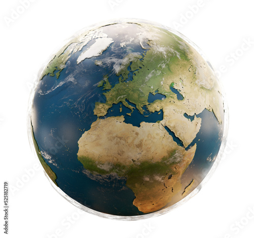 Fototapeta Naklejka Na Ścianę i Meble -  planet earth globe focus on Europe and Africa 3d-illustration. elements of this image furnished by NASA
