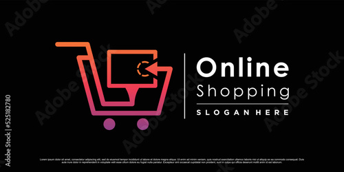 Online shopping icon logo design for commerce business with modern concept Premium Vector