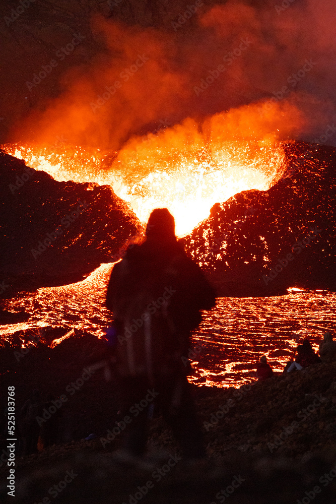 Iceland volcano eruption Meradalir with lava Iceland volcano eruption Meradalir with lava