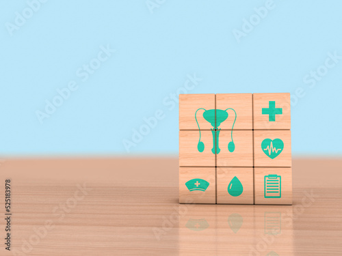 Wooden cubes with penis icon, concept of health and medical control for males. Male wellness. Erectile Dysfunction, Priapism, Peyronie's Disease photo
