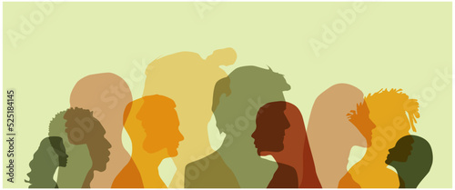 Banner background of human profile silhouette, vector illustration	