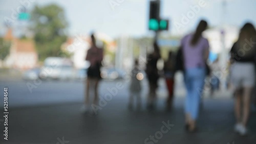 Wallpaper Mural Defocused people walk through the city background, city life concept Torontodigital.ca