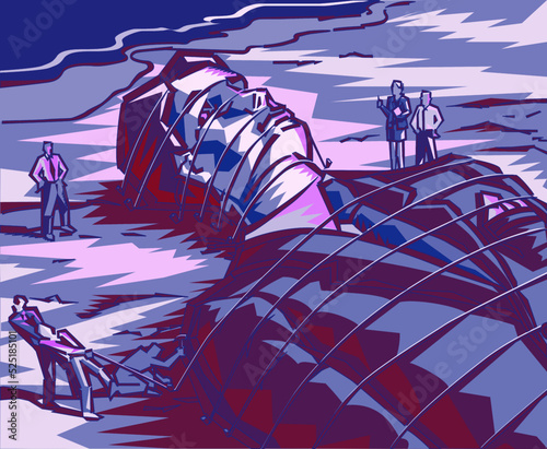 corporate giant being tiied down