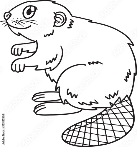 Beaver Isolated Coloring Page for Kids