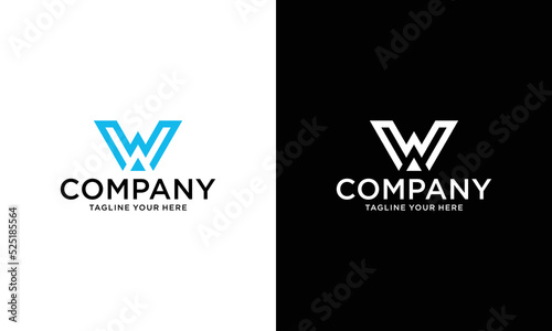 Outstanding professional elegant trendy awesome artistic black and white color AW WA initial based Alphabet icon logo.