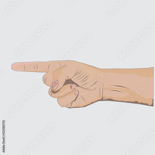Right hand pointing, closed position, White male right hand. Presentations, Cards, letters, printed sheets, print on fabric, web publications.