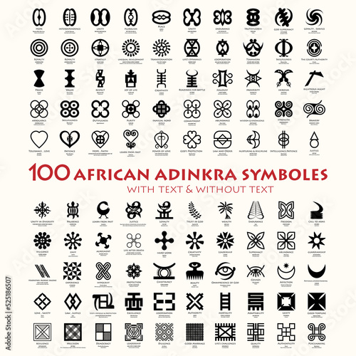 Adinkra African 100 Symbols with meanings represents the west African wisdom, this collection reflects the vigor and spirit of this dynamic and expressive art form.