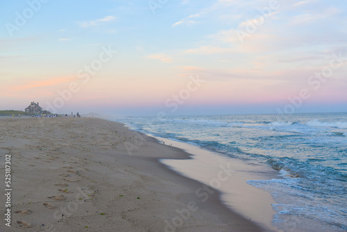 Fototapeta Naklejka Na Ścianę i Meble -  sunset on the beach in the Hamptons with a cotton candy colored sky