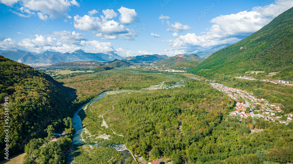Aerial view of the Drac river
