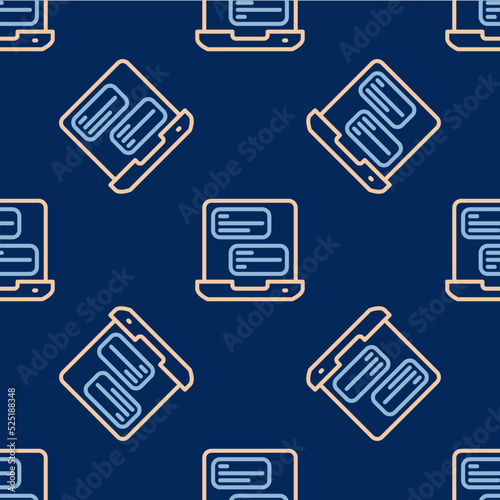 Line Taxi mobile app icon isolated seamless pattern on blue background. Mobile application taxi. Vector