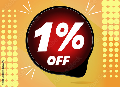Sale tag 1%, one percent off, vector illustration