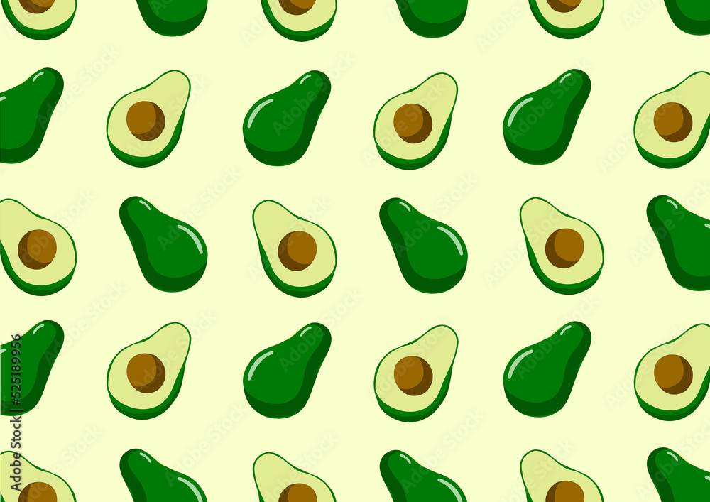 illustration of a green avocado with a green background illustration of a green avocado with a green background