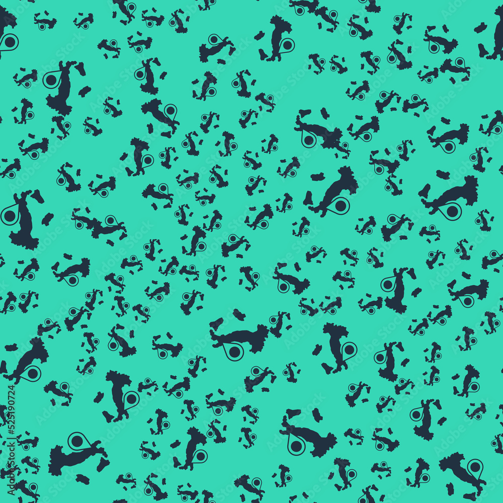 Black Map of Italy icon isolated seamless pattern on green background. Vector