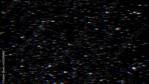 RGB snowfall animation with VHS static. Retro glitch video