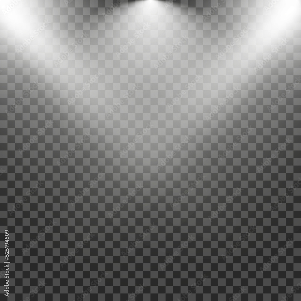 Set of spotlights isolated on transparent background. Vector glowing light effect with golden rays.Light studio. Abstract light.Transparent background. Set of spotlights isolated on transparent background. Vector glowing light effect with golden rays.Light studio. Abstract light.Transparent background.