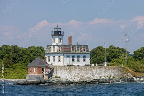 Rose Island Lighthouse on Narragansett Bay Rhode Island