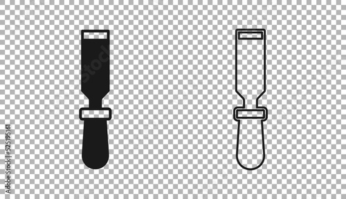 Black Chisel tool for wood icon isolated on transparent background. Vector