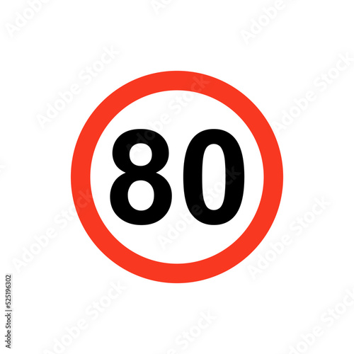 Traffic sign speed limit number eighty.