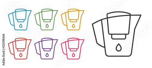 Set line Water jug with a filter icon isolated on white background. Set icons colorful. Vector