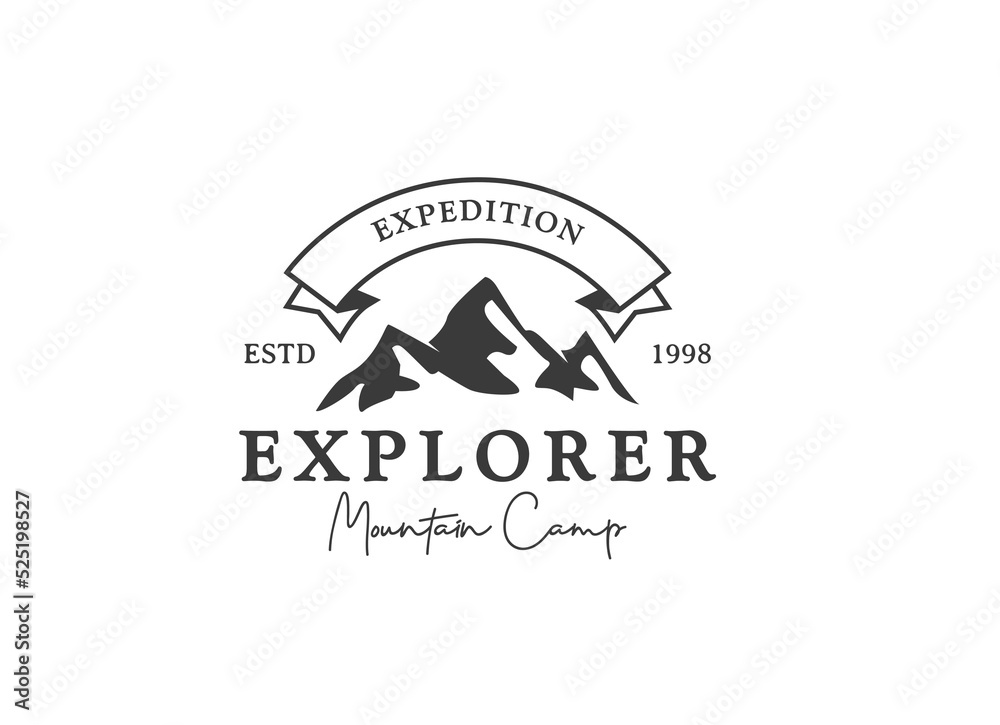 Mountain and adventure camp logo design template. Mountain and adventure camp logo design template.