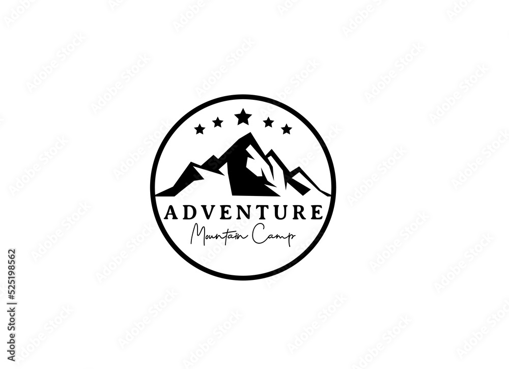 Mountain and adventure camp logo design template. Mountain and adventure camp logo design template.