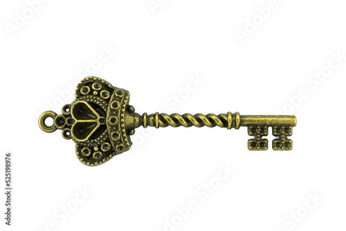 vintage key antique golden key on white background