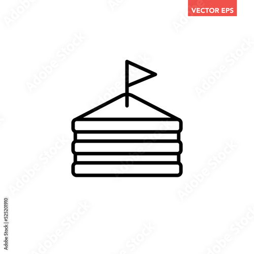 Black single club sandwich line icon, simple outline fresh cafe menu food flat design pictogram, infographic vector for app logo web button ui ux interface elements isolated on white background