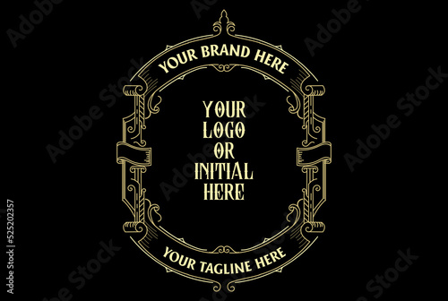 Vintage Retro Ornament Blank Border Frame Royal Badge Emblem Stamp Label Logo Design Vector