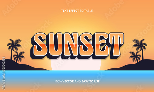 sunset text editable, retro text effects style
