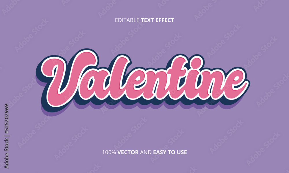 Valentine text, vintage text effect style editable