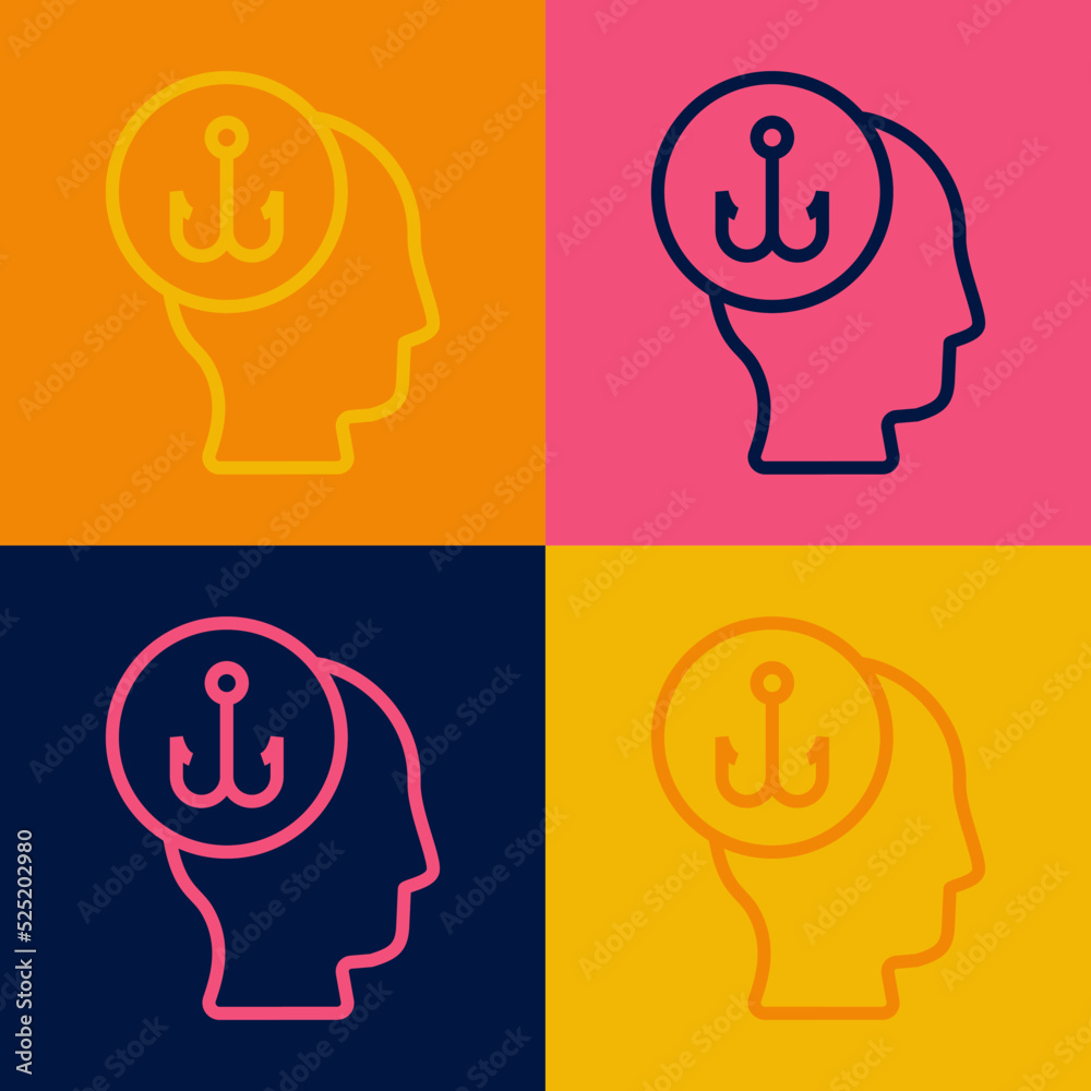 Pop art line Fisherman icon isolated on color background. Vector Pop art line Fisherman icon isolated on color background. Vector