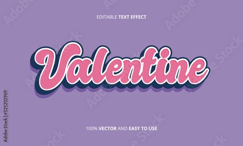 Valentine text, vintage text effect style editable