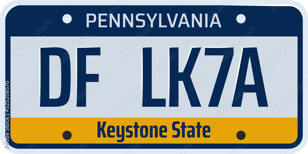 Car registration number and license plate in USA