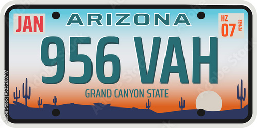 Car registration number and license plate in USA