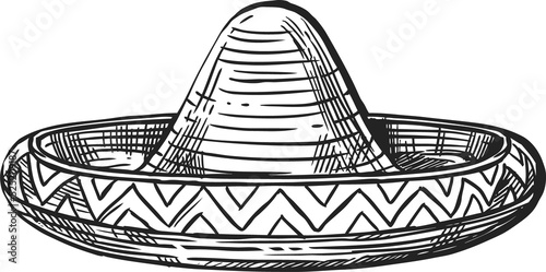 Sombrero cap isolated traditional latin headdress