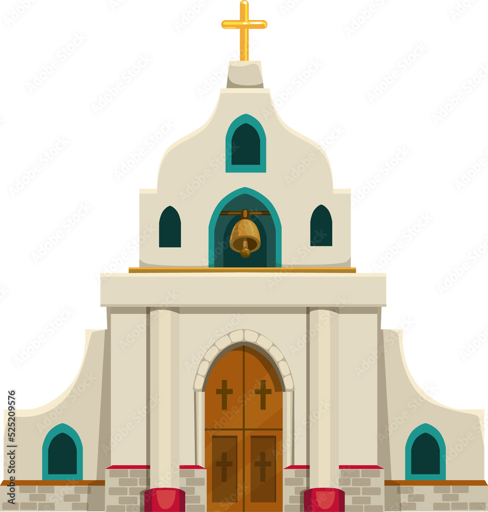 Mexican church isolated catholic building, cross