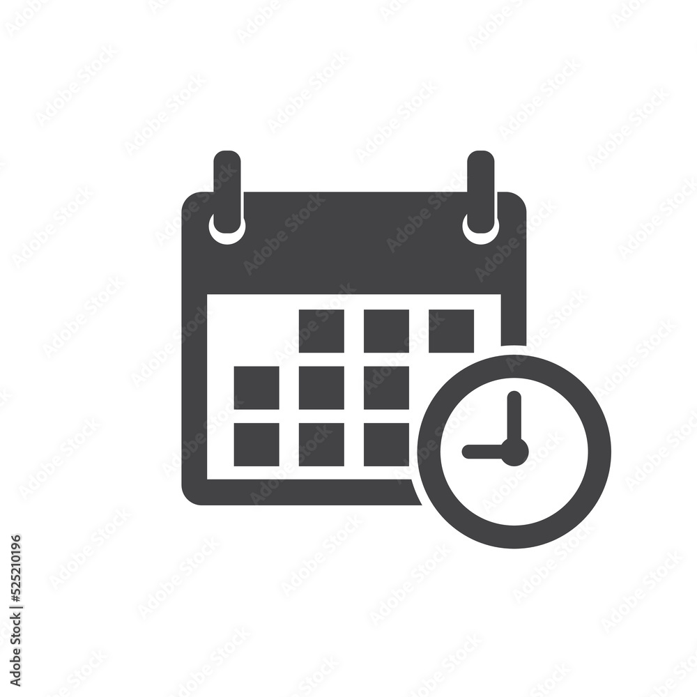 vector illustration of calendar and clock for schedule. vector illustration of calendar and clock for schedule.