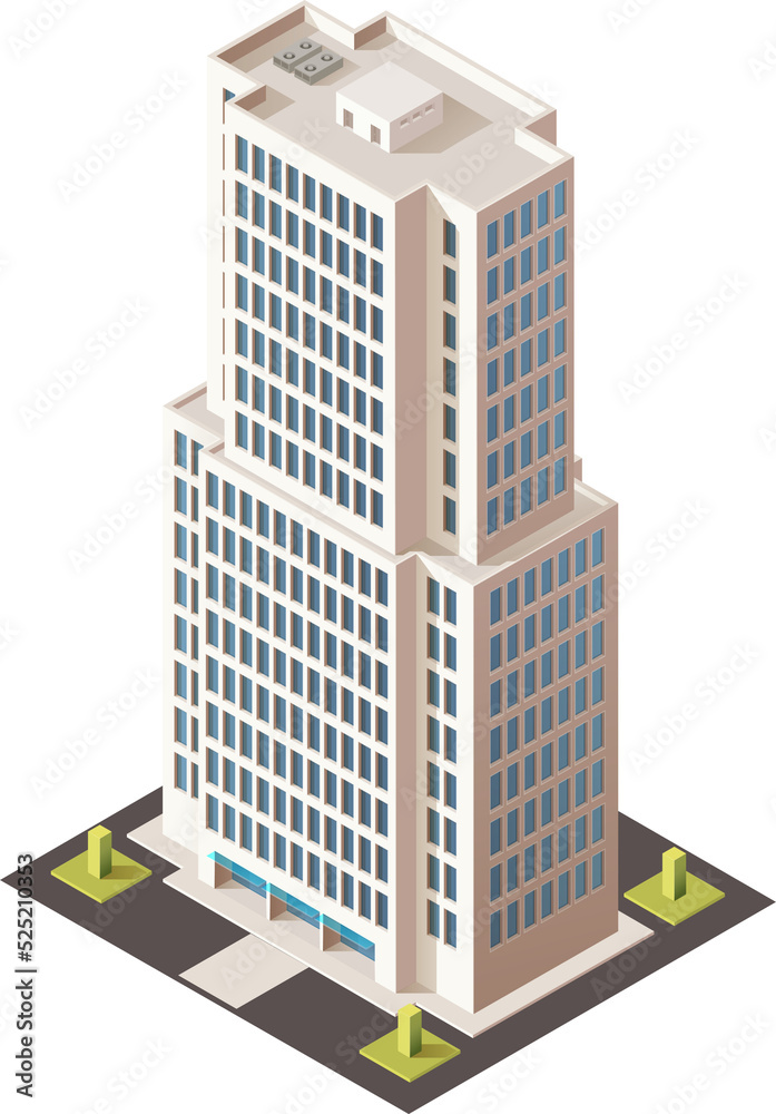 Business center construction isolated 3D building