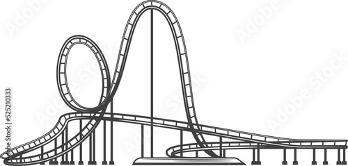 American rollercoaster track isolated ride in park photo