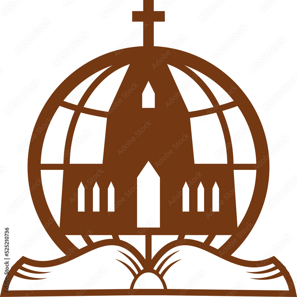 Fototapeta premium Holy bible cross, church, globe isolated trinity
