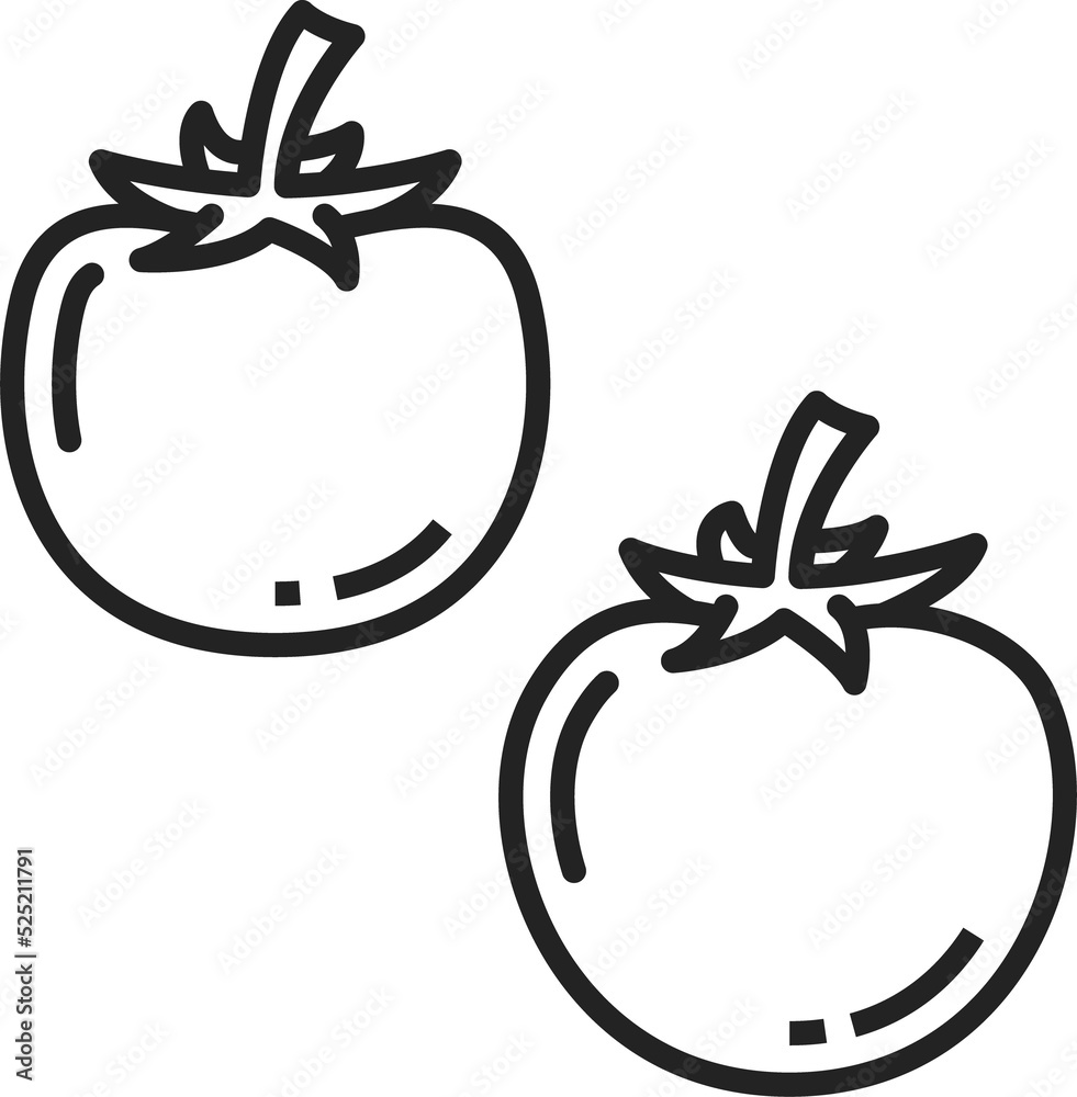 Monochrome tomato vegetable isolated line art icon Monochrome tomato vegetable isolated line art icon