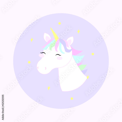 cartoon unicorn for decorative design. Fantasy pastel color. Vector illustration. stock image. 