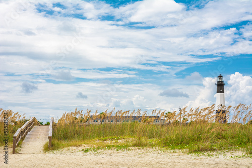 The wooden path from the beach to the lighthouse