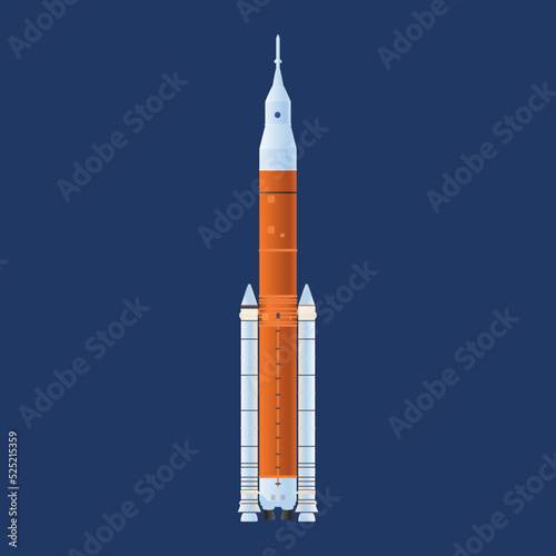 Artemis rocket vector illustration, 365 feet model SLS Block 1B Crew