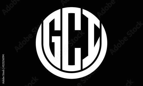 GCI shield in circle logo design vector template. letter mark, wordmark, monogram symbol on white background. photo